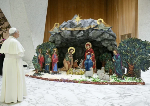 Pope thankful for pro-life Nativity scene that ‘represents a life preserved from abortion’