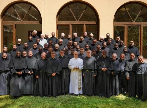 Pope Leo XIV meets with his Augustinian brothers in Rome